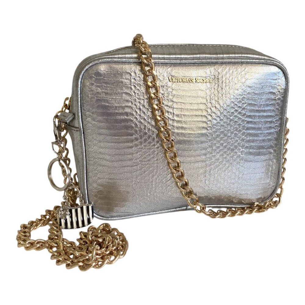 Victoria's Secret Snake Print Silver Metallic Chain Bag​​​​​​​​​​​